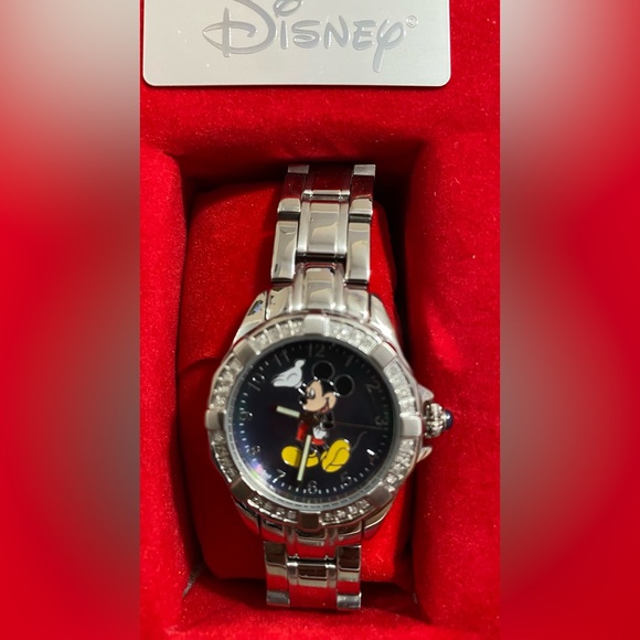 Disney Mickey Mouse Silver and Black Watch - Picture 2 of 2